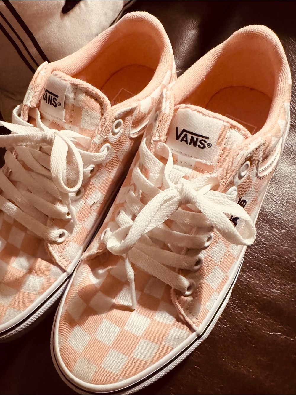 Vans Pink Checkered Low Top Sneakers
